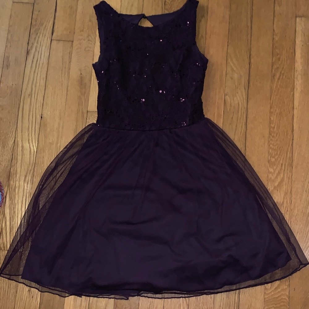 Plum tool skirt homecoming dress